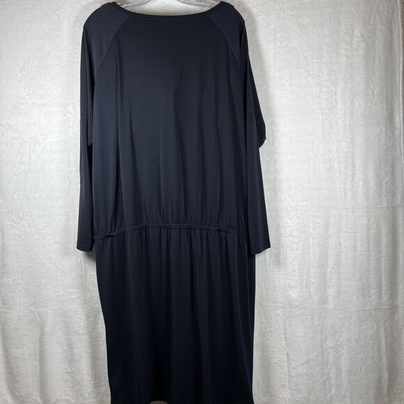 Michael Kors Women's Navy Blue Gold Zippered Scoop Neck Dress Sz XXL Plus 2XL - Picture 13 of 16